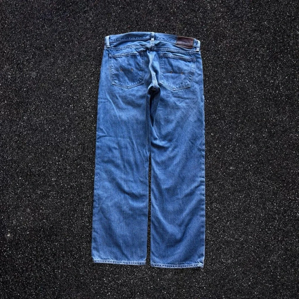 Vintage Polo Ralph Lauren Baggy Wide Leg Jeans Blue Denim Mens 36x30 Y2K
